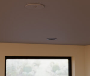 Water Mist Fire Suppression nozzle installed in living room