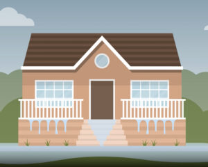 Home with flood damage
