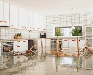 Water damage caused by fire sprinkler system in residential property
