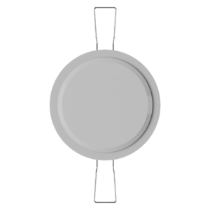 Round gray circular tag with embossed 'Do Not Paint' and metal hanging loops at top and bottom, like a display badge